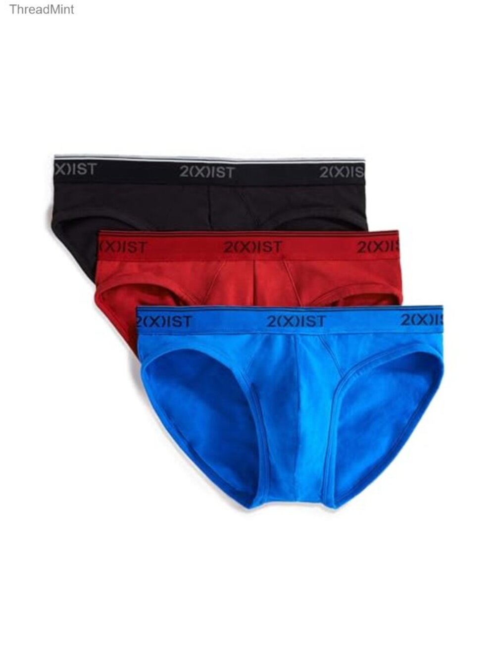 2(X)IST Men's Cotton Stretch No Show Brief 3-Pack Low Rise Underwear